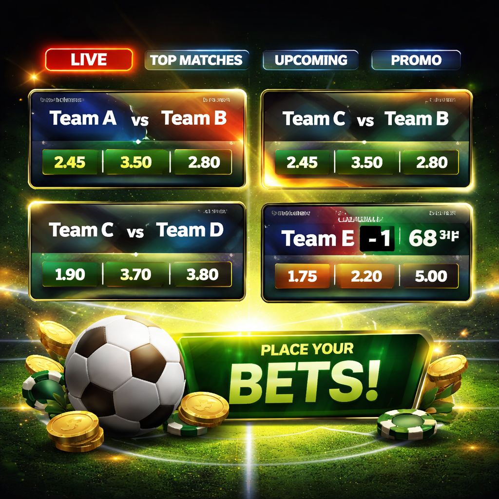 Vista de apuestas de fútbol DOIT777 con múltiples categorías deportivas