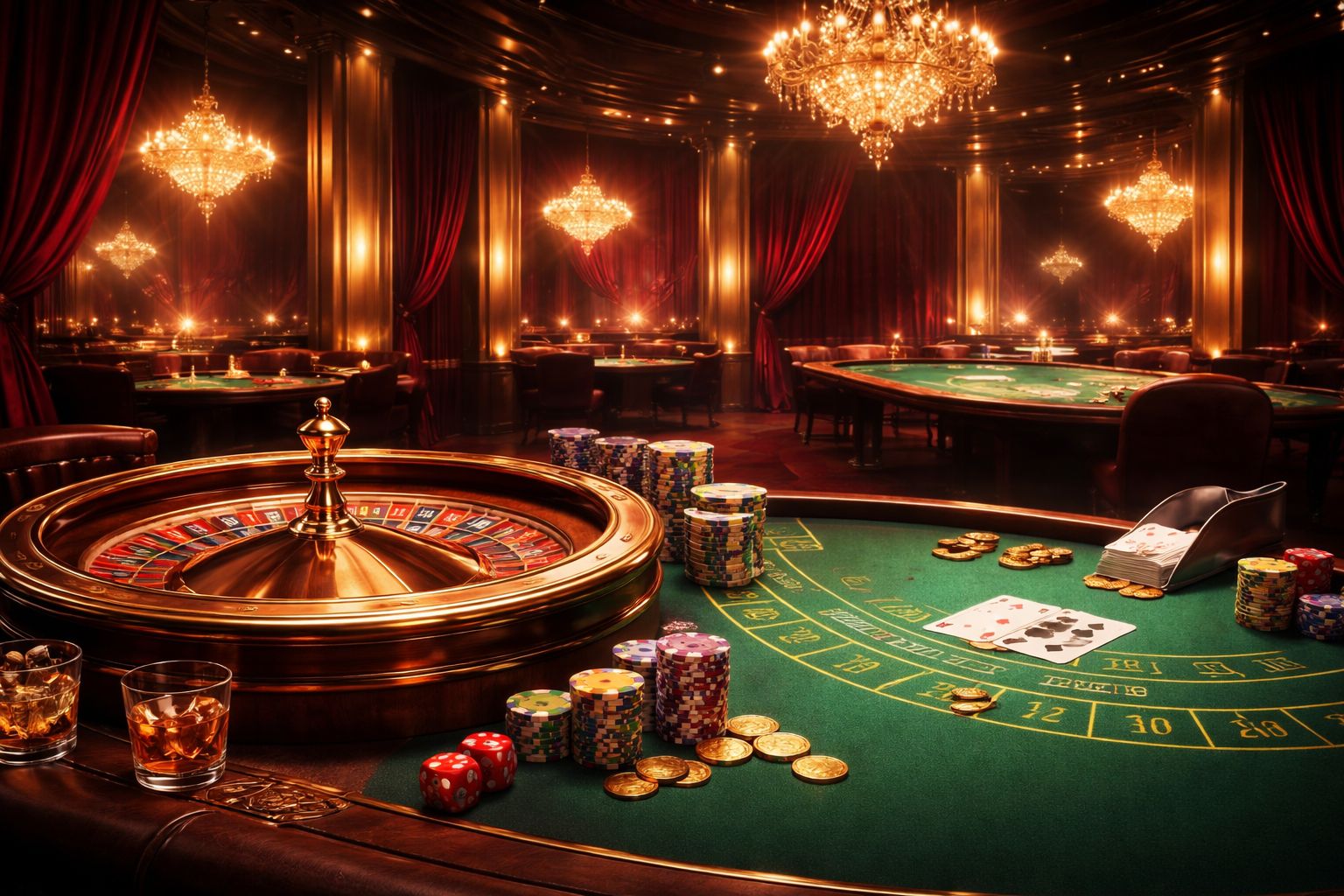 Configuración elegante de casino en vivo con cartas, elementos de ruleta y una vista pulida de la interfaz DOIT777.